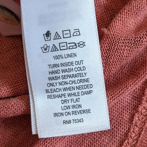 Tahari Linen Short Sleeve Button Back Top Laggenlook High Low Size L Dus… - Picture 8 of 10